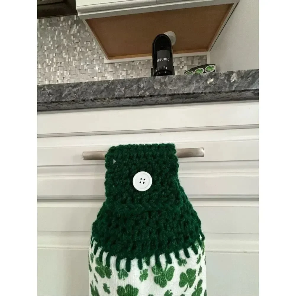 Crochet Top Kitchen Towel- St. Patrick’s Day/Clover